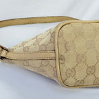 Vintage Y2k Gucci Beige GG Monogram Canvas Small Boat Pochette Shoulder Handbag