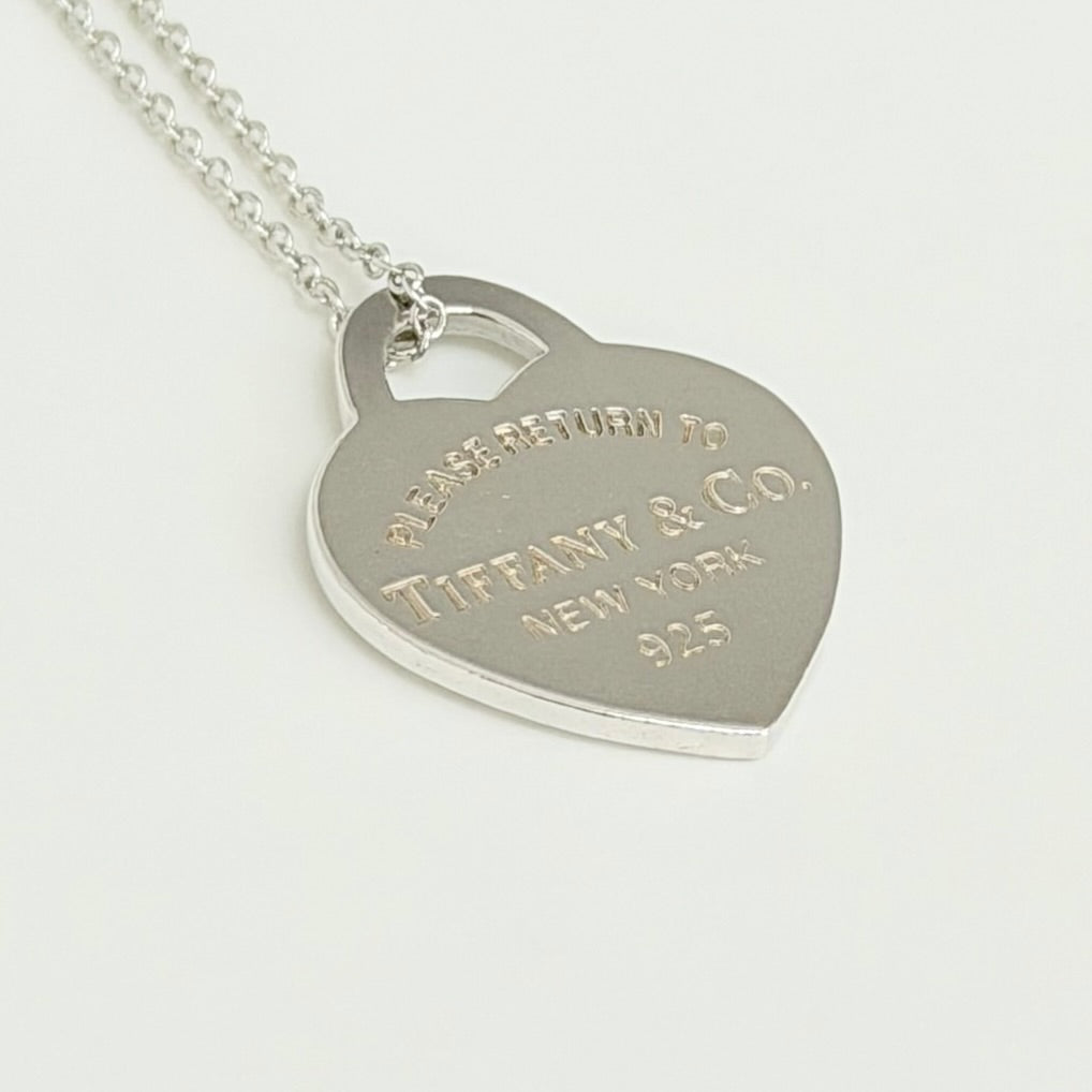 Authentic Tiffany & Co. Return to Tiffany Small Heart Women's Necklace 925 Sterling Silver 16.5 inches