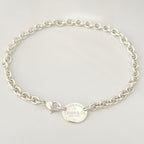Authentic Tiffany & Co. Sterling Silver 925 Oval Pendant Choker Necklace With Packaging 15 inches
