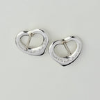 Authentic Tiffany & Co. Mini Open Heart Elsa Peretti Stud Earrings Sterling Silver 925