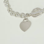 Authentic Vintage Tiffany & Co. Sterling Silver 925 Toggle Heart Pendant Choker Necklace With Pouch 15 Inches