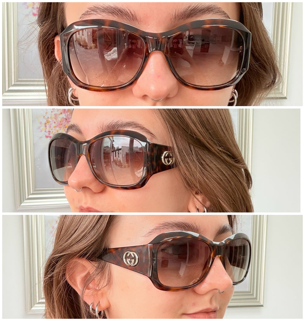Vintage Gucci GG 3102/S Butterfly Brown Tortoiseshell Interlocking G Sunglasses