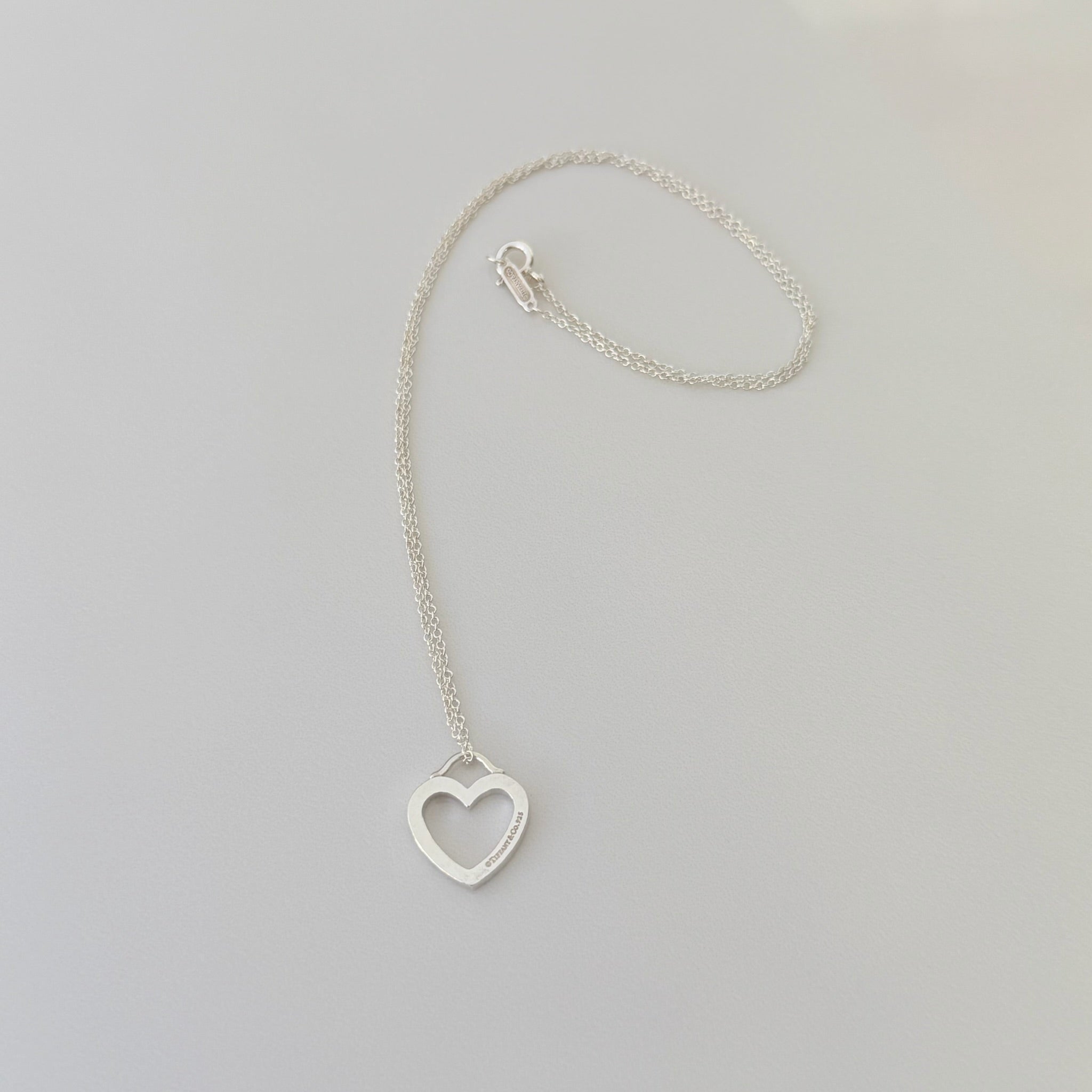 Tiffany & Co. Sentimental Open Heart necklace sterling silver 925 16 inches