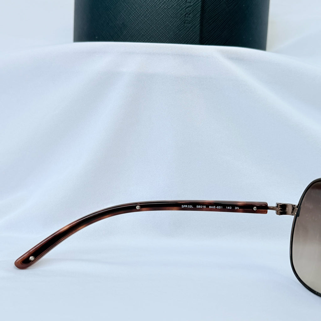 Prada Pilot Bronze Gold Brown tortoiseshell Women’s Designer Sunglasses With Case
