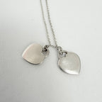 Tiffany & Co. Return to Mini Double Black Heart Women's Necklace 16 Inches Sterling Silver 925