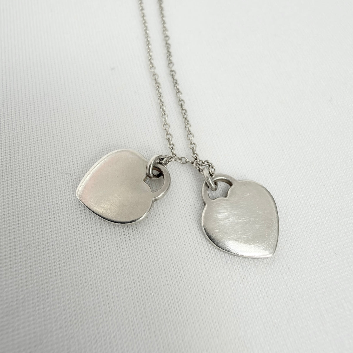 Tiffany & Co. Return to Mini Double Black Heart Women's Necklace 16 Inches Sterling Silver 925