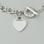 Authentic Vintage Tiffany & Co. Sterling Silver 925 Toggle Heart Pendant Choker Necklace With Pouch 16 inches