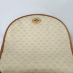 Vintage Gucci GG Supreme Monogram Small Leather Coated Canvas Beige Tan Cream Crossbody Turn Lock Handbag