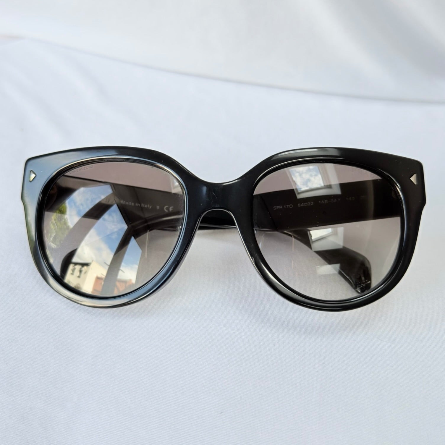 Authentic Prada Round Cat Eye Black Thick Frame Oversized Women’s Sunglasses