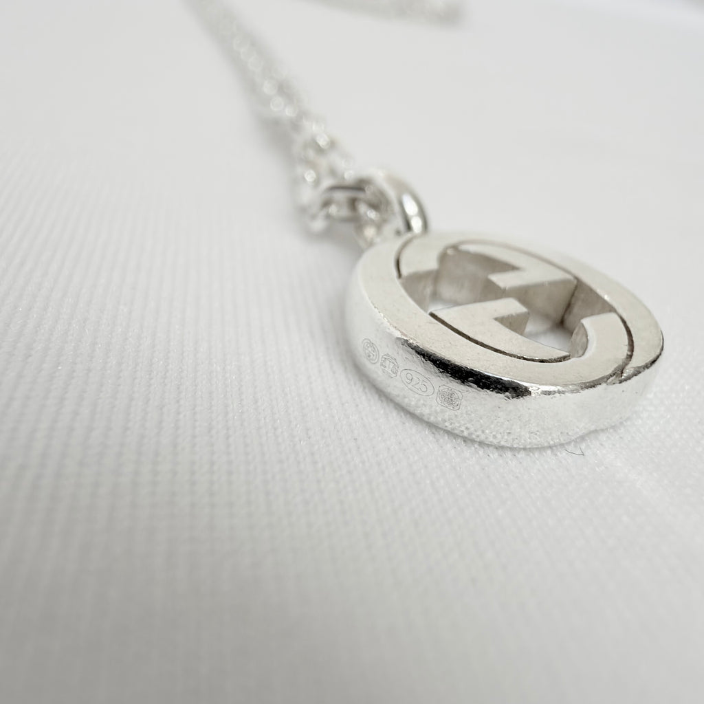 Gucci Interlocking GG Pendant Sterling Silver 925 Necklace 19 Inches With Packaging
