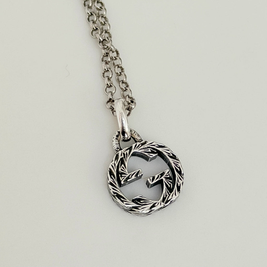 Authentic Gucci Interlocking GG Aged Sterling Silver 925 Necklace With Pouch