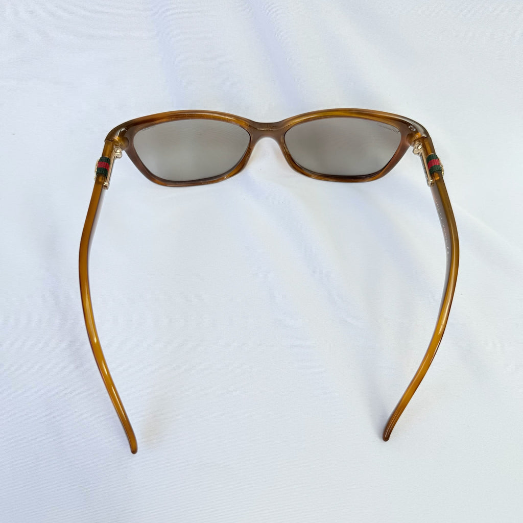 Authentic Gucci Cat Eye Tortoiseshell Brown Polarised GG Fabric Sunglasses