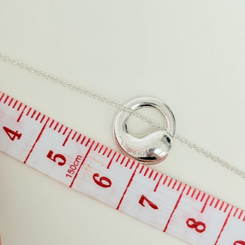 Authentic Tiffany & Co. Elsa Peretti Small Eternal Circle Sterling Silver 925 Necklace With Packaging 16 Inches
