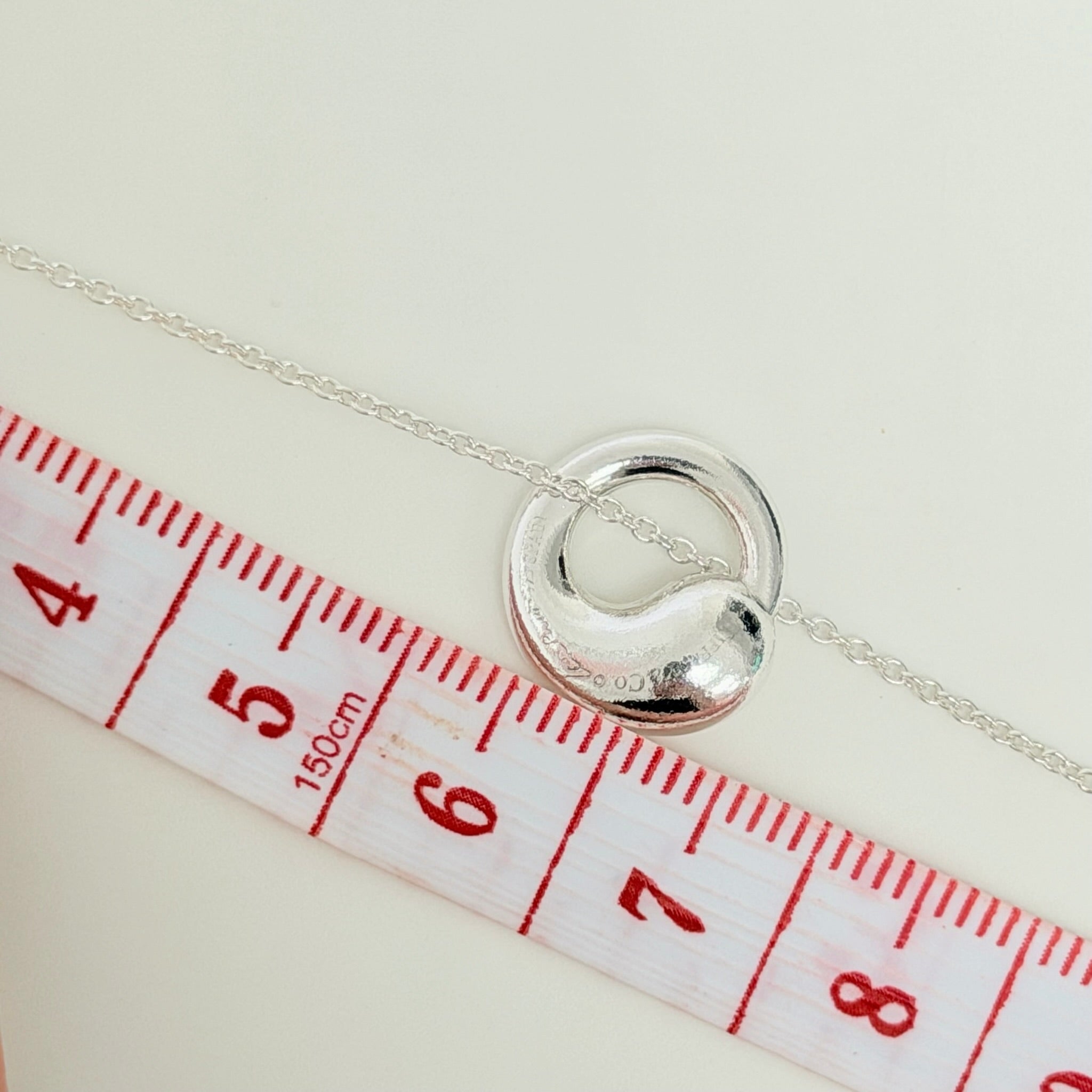 Authentic Tiffany & Co. Elsa Peretti Small Eternal Circle Sterling Silver 925 Necklace With Packaging 16 Inches