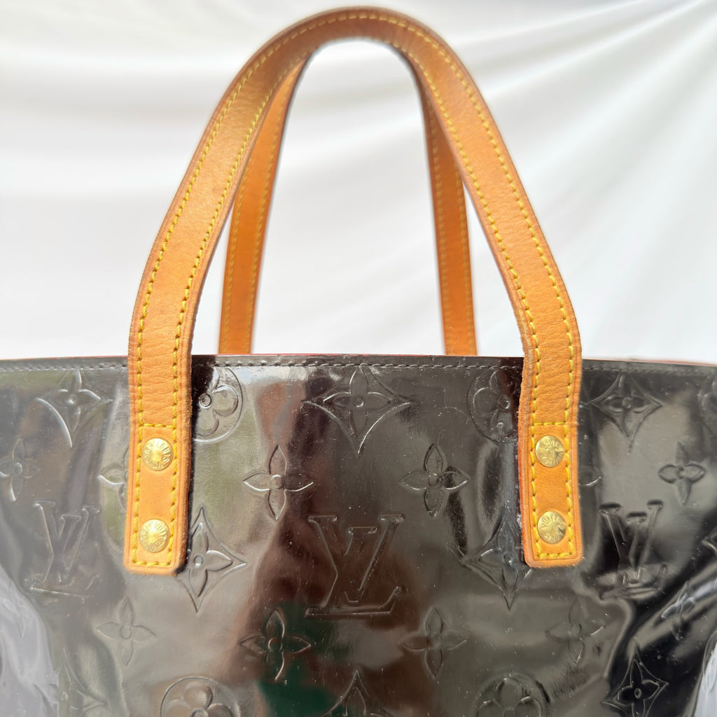 Louis Vuitton Vernis Patent Leather Black Reade MM Tote Bag Redyed Restored