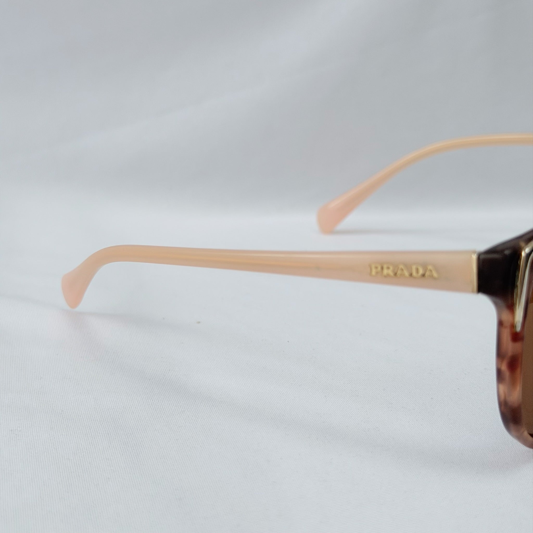 Prada Cat Eye Square Metal Corners Women's Sunglasses Pink Tortoiseshell SPR 01O polarised