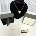 Gucci Heart Trademark Pendant Sterling Silver 925 Women’s Necklace 48cm With Packaging