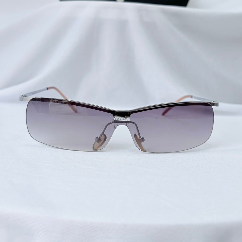 Chanel 4043 Wrap Rimless Vintage Grey Silver Sunglasses