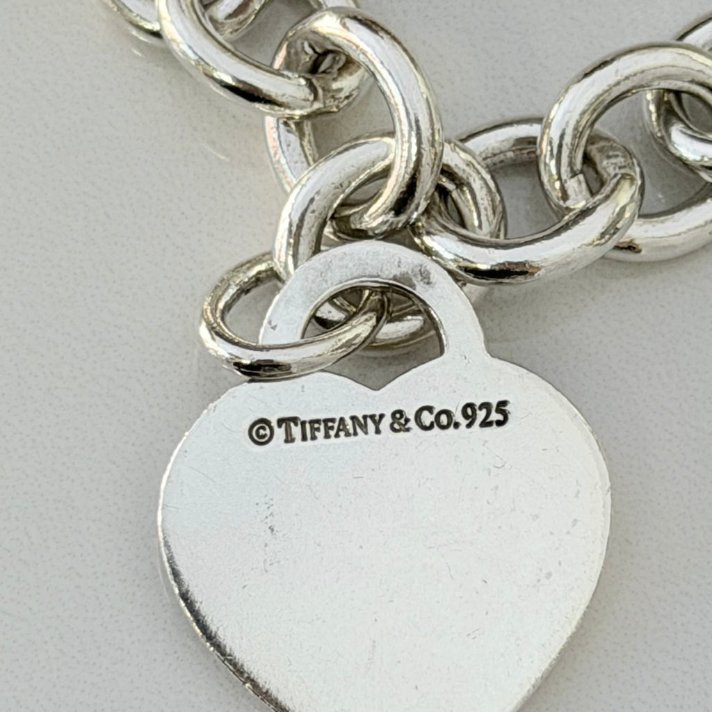 Authentic Tiffany & Co. Sterling Silver 925 Medium Heart Pendant Choker Necklace With Pouch 15 inches