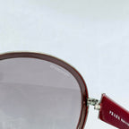 Prada SPR 51N Burgundy Red Striped Arms Oversized Oval Round Women’s Sunglasses