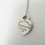 Tiffany&Co. Return to Tiffany Medium Heart Women's Necklace Silver 925 Sterling 19 inches With Pouch