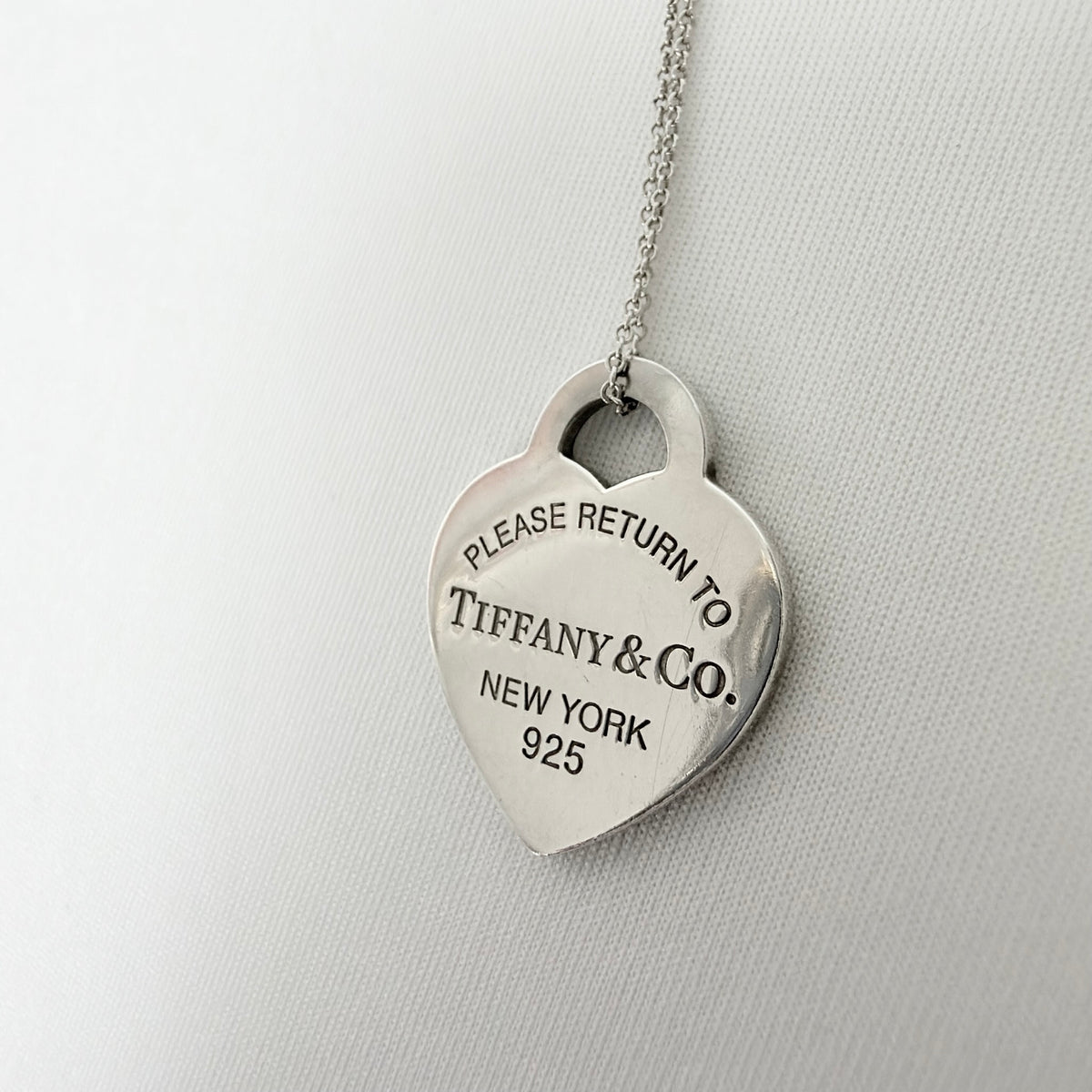 Tiffany&Co. Return to Tiffany Medium Heart Women's Necklace Silver 925 Sterling 19 inches With Pouch