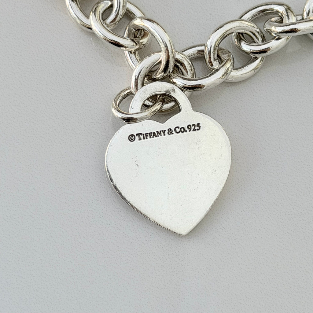 Authentic Tiffany & Co. Sterling Silver 925 Medium Heart Pendant Choker Necklace With Pouch 15 inches