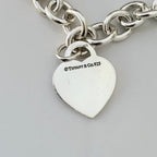 Authentic Tiffany & Co. Sterling Silver 925 Medium Heart Pendant Choker Necklace With Pouch 15 inches