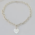 Authentic Tiffany & Co. Sterling Silver 925 Medium Heart Pendant Choker Necklace With Pouch 15 inches