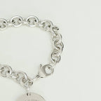 Authentic Tiffany & Co. Sterling Silver 925 Chunky Chain Large Round Tag Disc Bracelet 7.5 Inches With Packaging