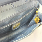 Gucci Authentic Vintage Navy Beige Gold Leather Micro GG Supreme Women’s Crossbody Bag