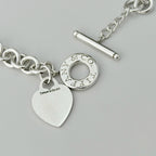 Authentic Vintage Tiffany & Co. Sterling Silver 925 Toggle Heart Pendant Choker Necklace With Pouch 16 inches