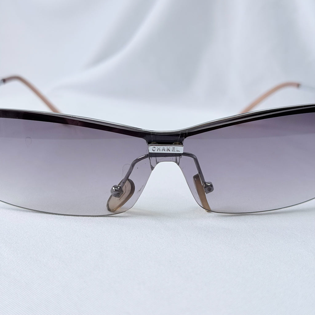 Chanel 4043 Wrap Rimless Vintage Grey Silver Sunglasses
