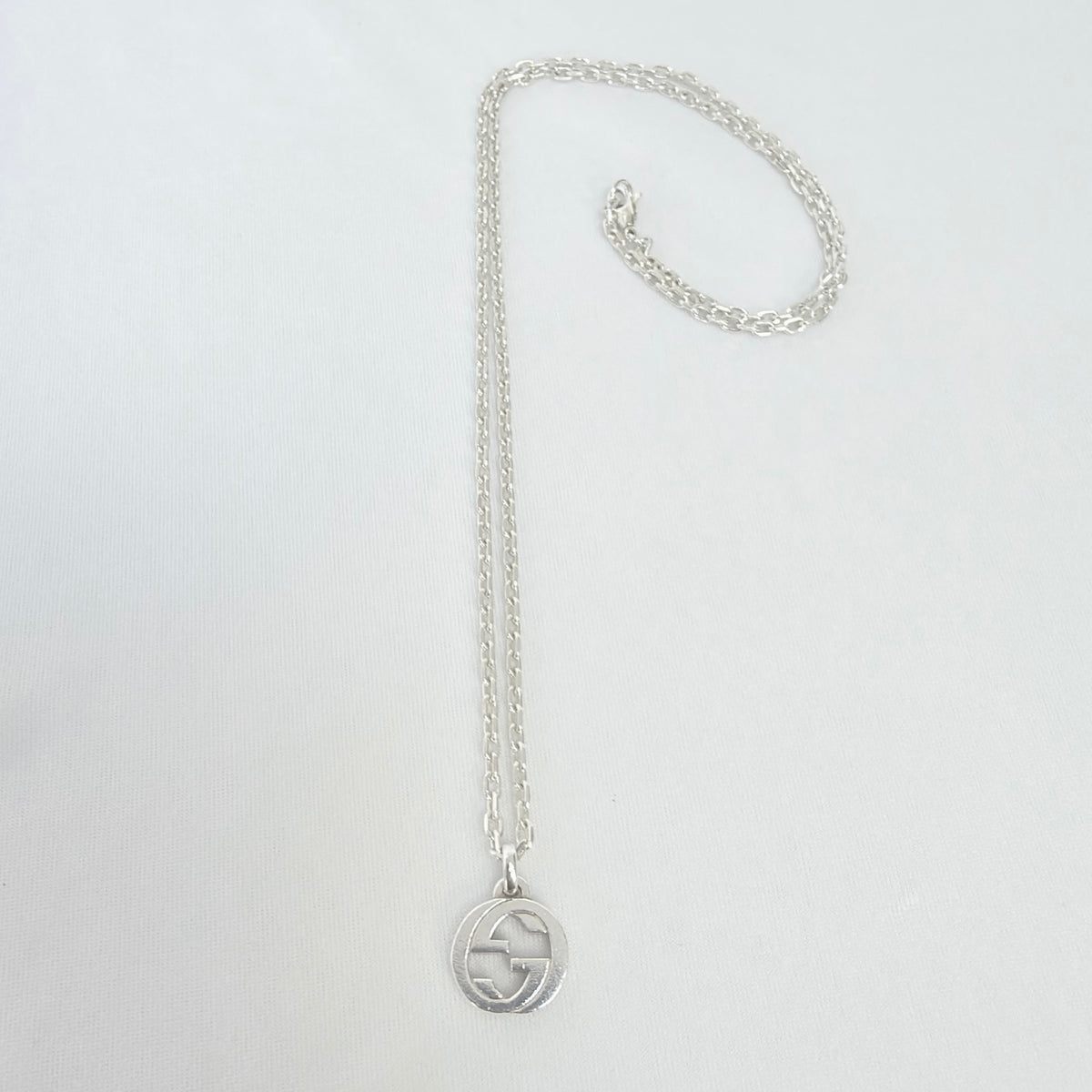 Gucci Interlocking GG Pendant Sterling Silver 925 Necklace 19 Inches With Packaging