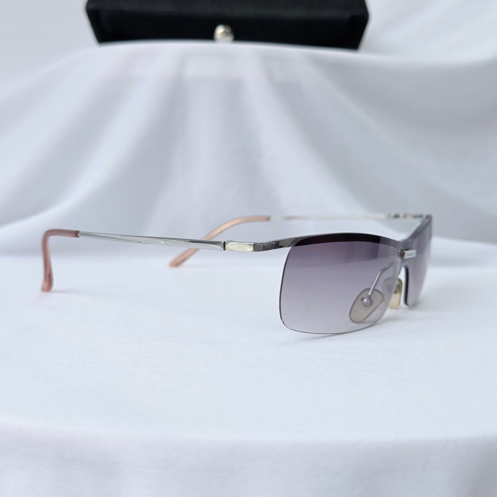 Chanel 4043 Wrap Rimless Vintage Grey Silver Sunglasses