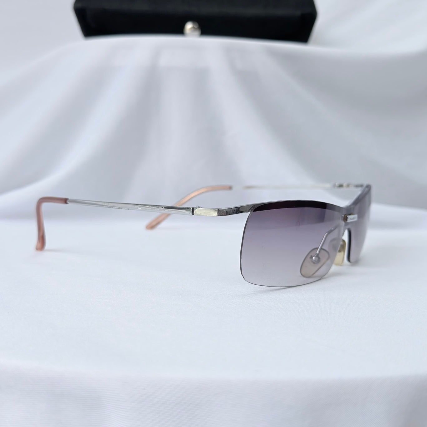 Chanel 4043 Wrap Rimless Vintage Grey Silver Sunglasses