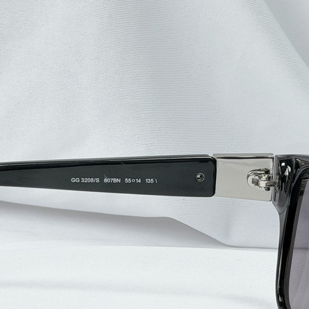 Authentic Gucci Black Silver Cat Eye Square Lens Unisex Sunglasses With Case