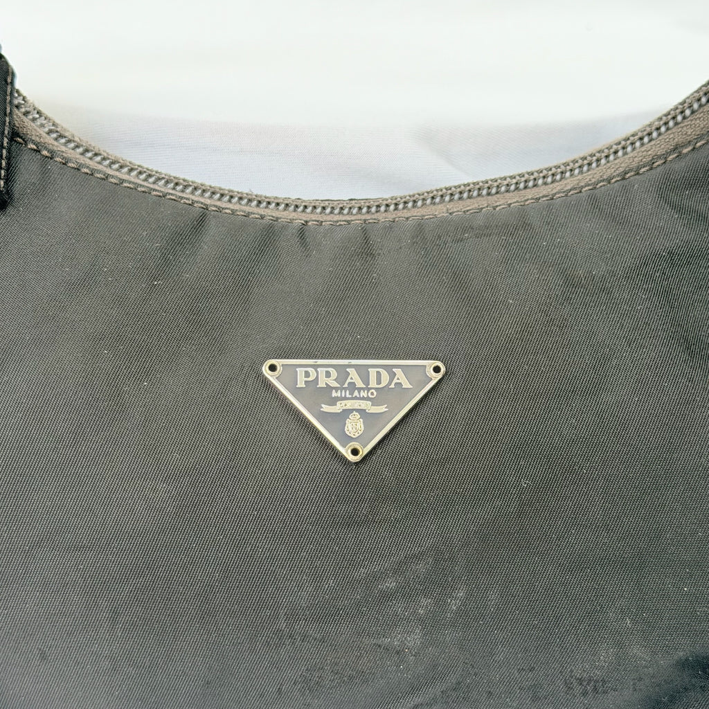 Prada Vintage Tessuto Black Nylon Re-edition 2000 Mini Hobo Zip Handbag