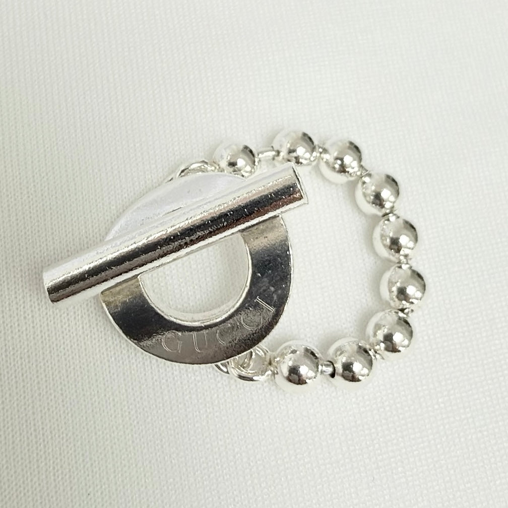 Gucci Vintage Hoop Boule Sterling Silver 925 Women’s Ring Size 16, UK P, EU 56