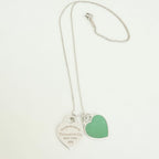 Tiffany & Co. Return to Small Double Blue Heart Women's Necklace 18 Inches Sterling Silver 925