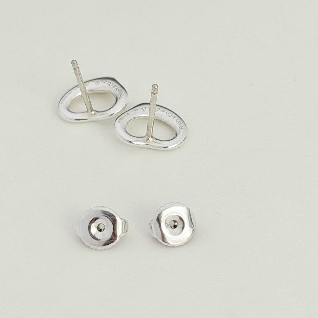 Authentic Tiffany & Co. Mini Open Heart Elsa Peretti Stud Earrings Sterling Silver 925