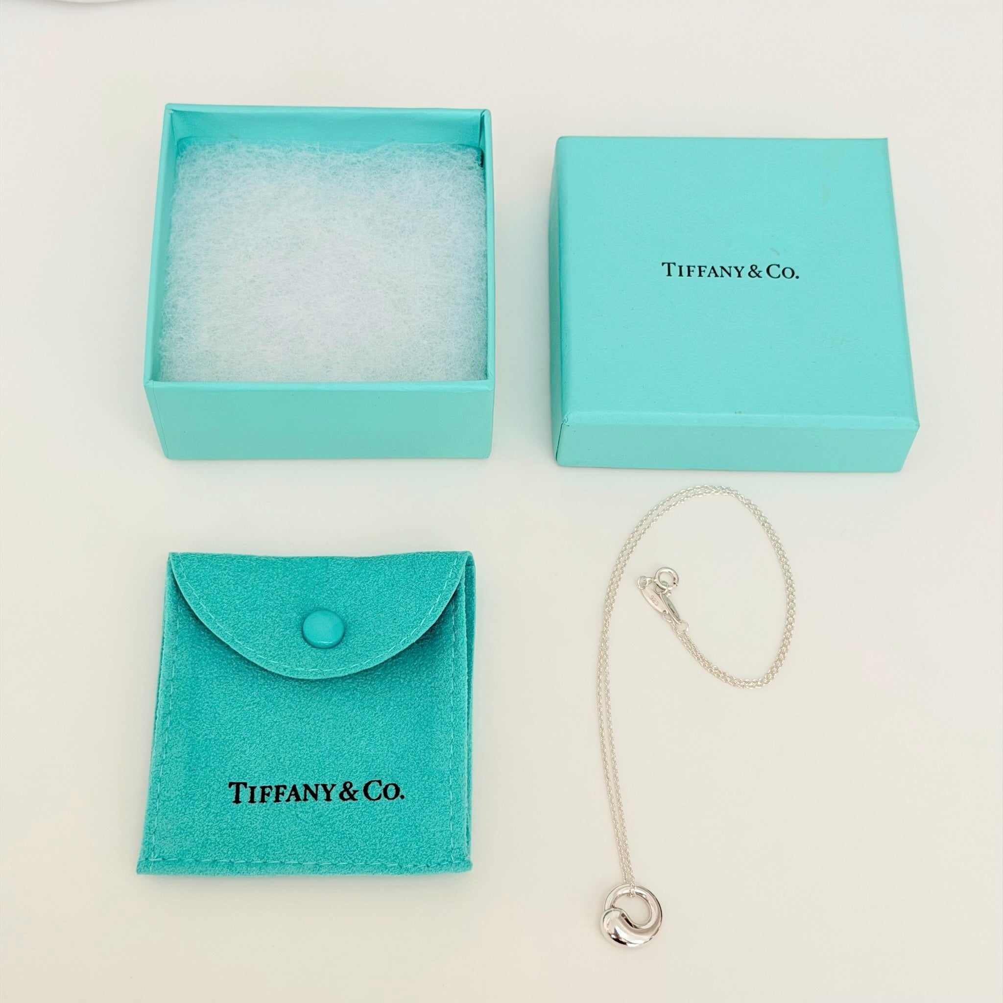 Authentic Tiffany & Co. Elsa Peretti Small Eternal Circle Sterling Silver 925 Necklace With Packaging 16 Inches