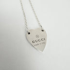 Authentic Gucci Heart Trademark Pendant Sterling Silver 925 Women’s Necklace 48cm