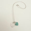 Tiffany & Co. Return to Mini Double Blue Heart Women's Necklace 16 Inches Sterling Silver 925