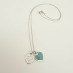Tiffany & Co. Return to Mini Double Blue Heart Women's Necklace 16 Inches Sterling Silver 925