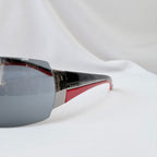 Vintage Prada Wrap Shield Red, Silver & Black Unisex Sunglasses SPR 54G With Case
