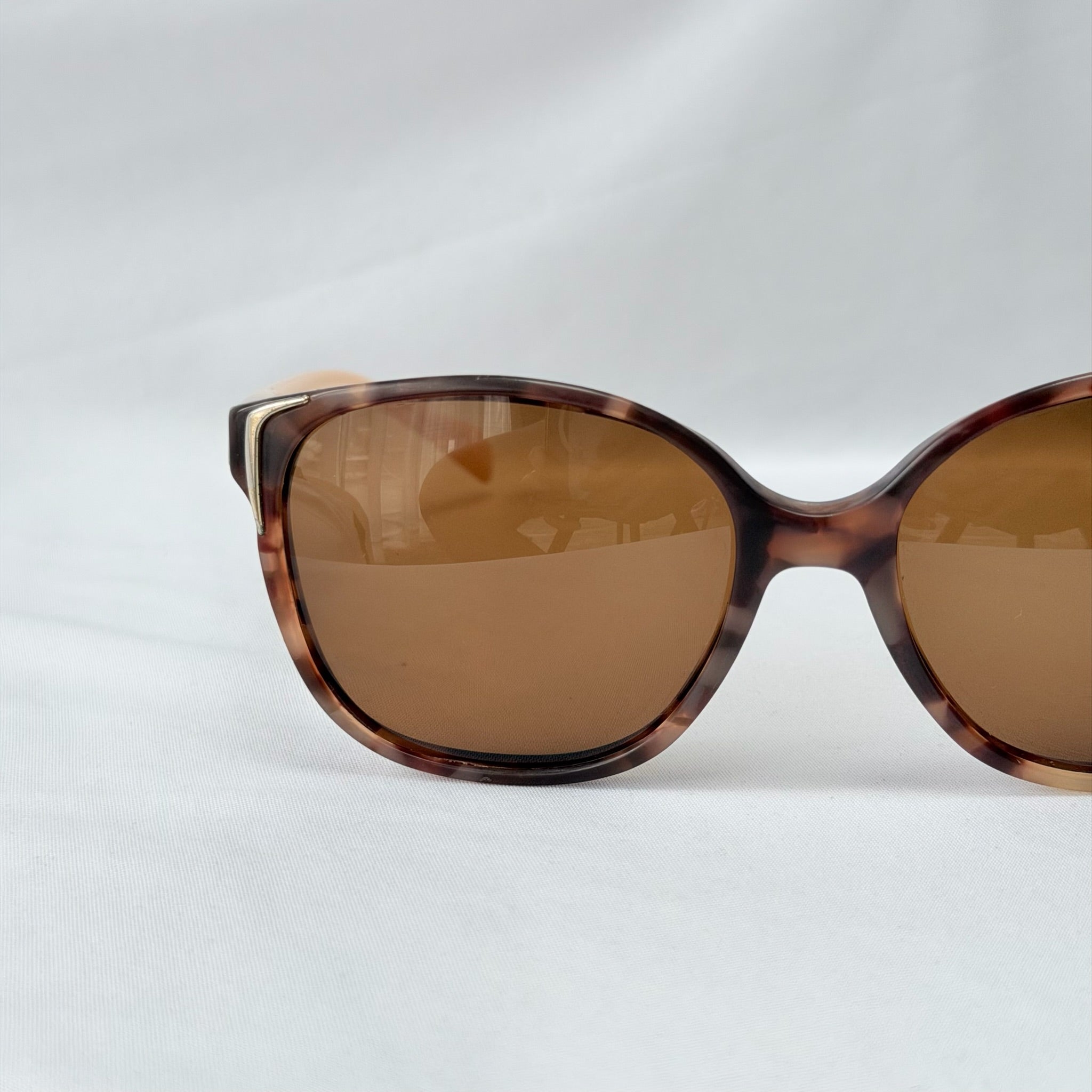 Prada Cat Eye Square Metal Corners Women's Sunglasses Pink Tortoiseshell SPR 01O polarised