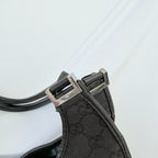 Vintage Gucci Jackie Bardot Medium Size GG Monogram Canvas Leather Black Handbag With Dustbag