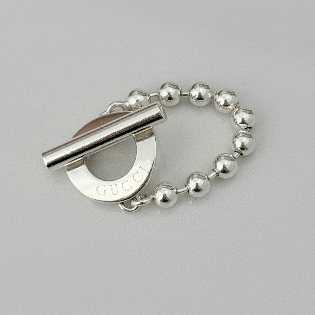 Authentic Gucci Vintage Hoop Boule Sterling Silver 925 Women’s Ring Size 16, UK P, EU 56