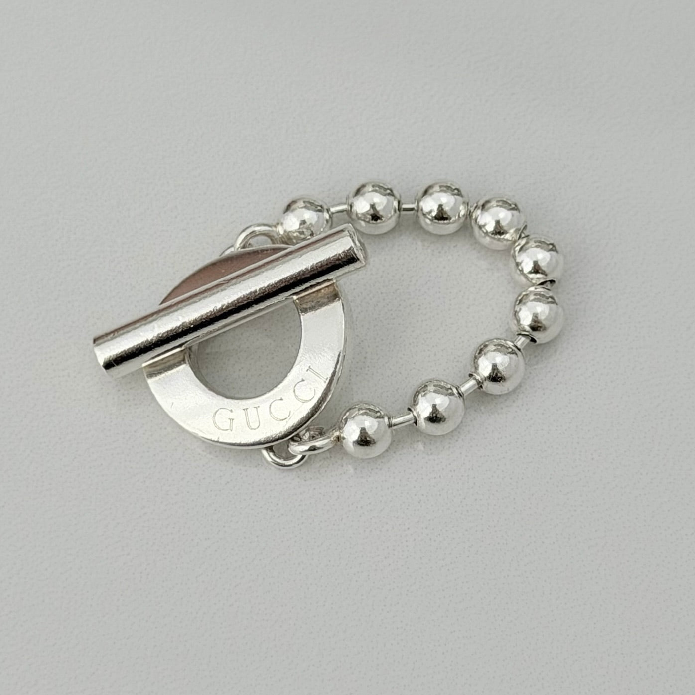 Authentic Gucci Vintage Hoop Boule Sterling Silver 925 Women’s Ring Size 16, UK P, EU 56